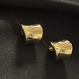 Plaka Tasarım Gold Çelik Küpe