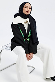 Imannoor İman Kare Siyah Naia Pamuk Şal 70x210