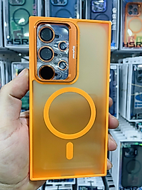Samsung Galaxy S24 Ultra Kamera Standlı Lens Korumalı Telefon Kılıfı Turuncu