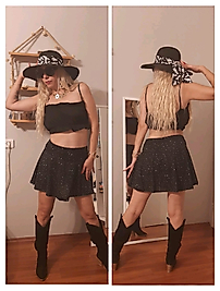 Askılı mini crop siyah