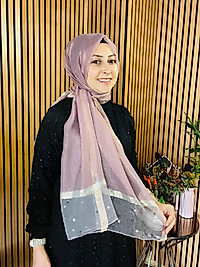 Tül Şal % 40 ipek incili  (pudra)