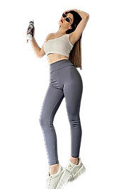 Yüksek Bel Şardonlu Tayt -GRİ