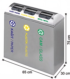 ÜÇLÜ GERİ DÖNÜŞÜM SETİ PASLANMAZ ( KDV DAHİL )