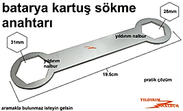 BATARYA KARTUŞ SÖKME TAKMA ANAHTARI 28X31 BANYO EVYE LAVABO BATARYALARI