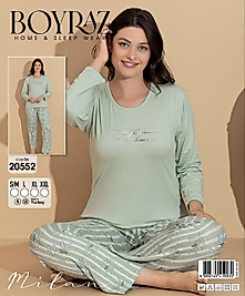 Boyraz 20552 Uzun Kol Milan Kumaş Pijama Takımı
