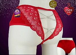 Dantel Detaylı Zincirli Özel Bölgesi Açık Fantazi Külot 5569