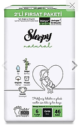 Sleepy Natural 2'li Fırsat Paketi cırtlı Bez 6 Numara Xlarge 46 Adet