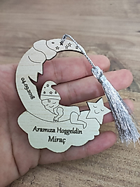 Ahşap Ay Dede İsim Yazılı Magneti, Mevlit, Sünnet, Yenidoğan Hediyelik