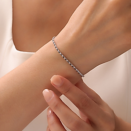 925 Ayar Gümüş Siyah Beyaz Zirkon Taşlı Şık Ayarlanabilir Suyolu Bileklik