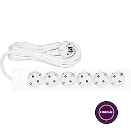 Altılı Topraklı Grup Priz  Kablolu - 3 Metre