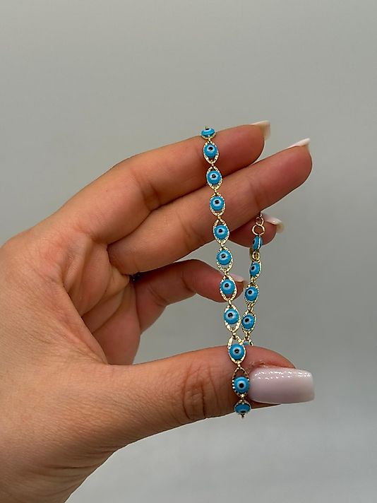 Xuping Altın Kaplama Mavi Nazar Boncuklu Bileklik