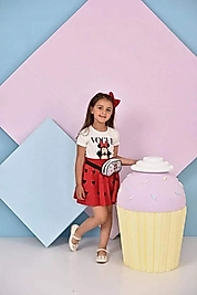 Puantiyeli Beyaz Kırmızı Minnie Takım