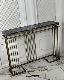 Çubuklu Dresuar - Eskitme Gold / Siyah Mermer