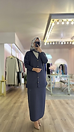 Hâbel Etek Hırka Takım Füme