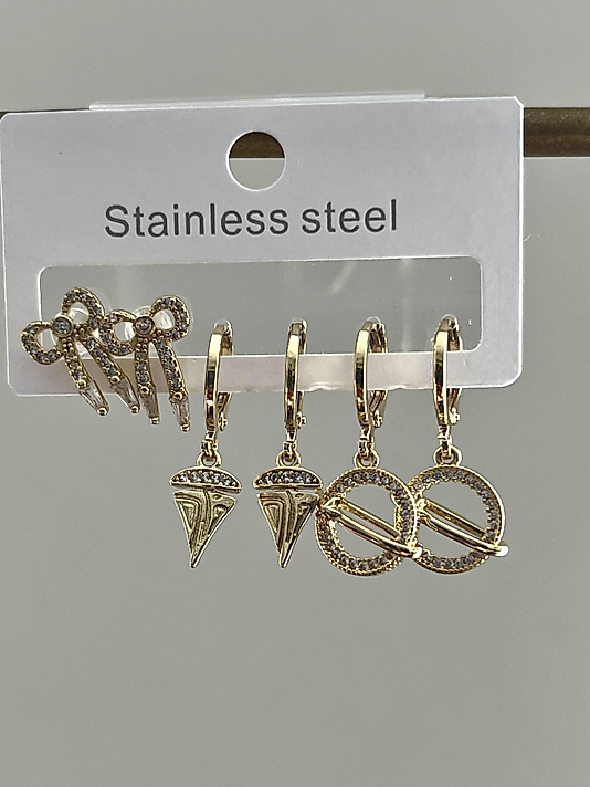 Çelik 6’lı Gold Gezegen Küpe