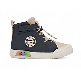Alaca Uzun Işıklı Sneaker Bej ve Lacivert Unisex Çocuk Spor Ayakkabı