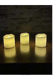 Ledli Mum Tealight Işıklı Dumansız Alevli Sarı Led Mum Pilli 3 Adet Pil Dahil