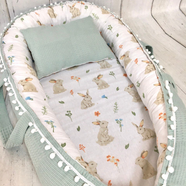 Mint/Tavşan Desenli Babynest