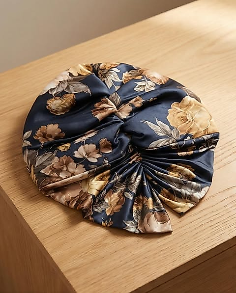 drapeli dolgulu desenli yaldızlı bone