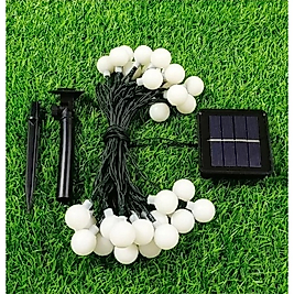 Solar Enerjili 5 Metre 28 Ledli RGB Siyah Kablo Beyaz Top Bahçe Balkon Ağaç Aydınlatma ışık