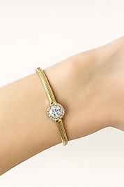 Gold Çelik Bileklik Baget Taşlı Bileklik