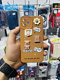 İphone 12 Ayıcık Kabartmalı Telefon Kılıfı Kahverengi