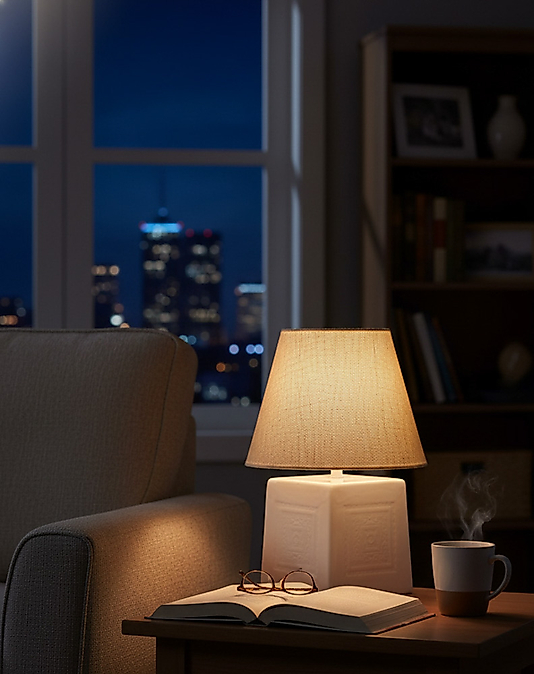 Küp Formunda Beyaz Abajur  AB018