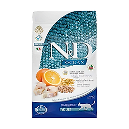 N&D Ocean Düşük Tahıllı  Morina Balıklı ve Portakallı Yetişkin Kedi Maması (1,5 kg)