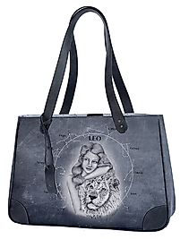 ASLAN BURCU RESİMLİ ANTRASİT OMUZ ÇANTASI