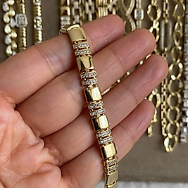 Xuping Gold Rengi Çift Sıra Taşlı Kare Bileklik