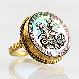 EFSANENİN IŞIĞI ST. GEORGE SEDEF OYMA İNTAGLİO YÜZÜK