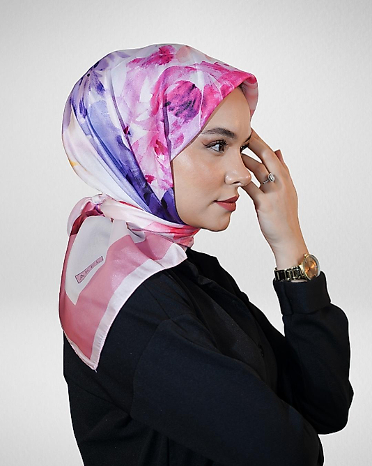 Dijital Kristal Eşarp Pastel Çiçek Desenli