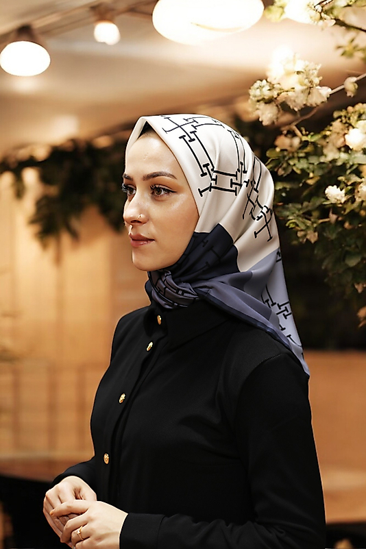 Alfa Twill Eşarp  Geometrik Desenli