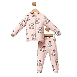 Kız Çocuk Ayıcık Desenli Pijama Takımı