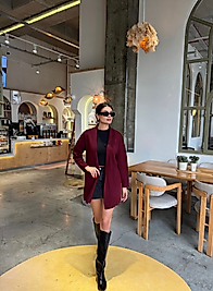 Triko ,Dokuma ,Uzun  Bordo Hırka 2026