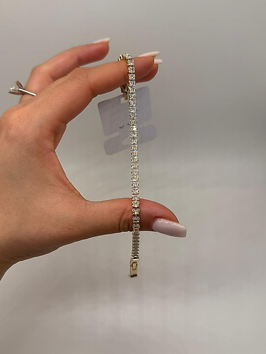 Xuping Zirkon Taşlı Klasik Tennis Gold Bileklik