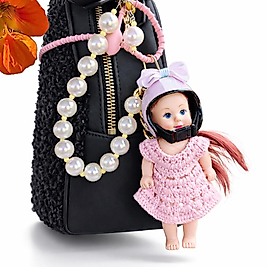 Pembe Kasklı Bebek Çanta Charm