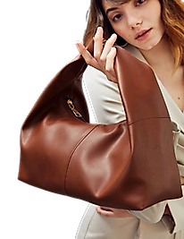 Şık Tasarım  Deri Kadın Kol Çantası-Kahverengi