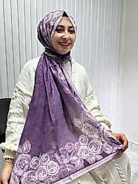 Siyane Desenli Pamuklu Şal