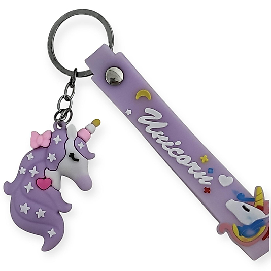 3 Bıyutlu Mor Unicorn Anahtarlık