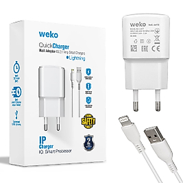 WEKO WK-21437 IP 2.1 AMPER ŞARJ BAŞLIK ADAPTÖRÜ + LIGHTNING KABLO (NO:3)