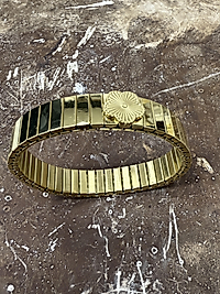 Çiçek Figürlü Kalın Nomi Çelik Bileklik Gold