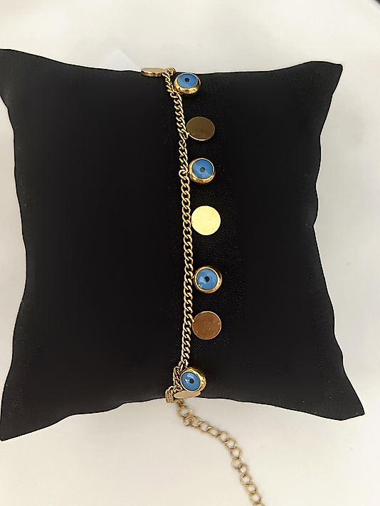 Çelik Sallantılı Nazar Boncuklu Bileklik