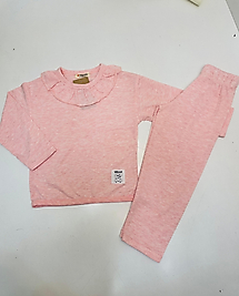 KUĞU  KIZ UZUN KOLLU GÜPÜRLÜ PEMBE  PİJAMA TAKIM
