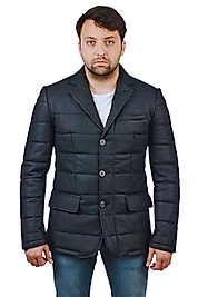 Silva Hakiki Deri Tafta Erkek Lacivert Şişme Blazer Ceket