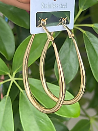 Damla model gold renk çelik halka küpe