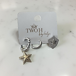 Gümüş Renk Taş Detaylı Üçlü Küpe