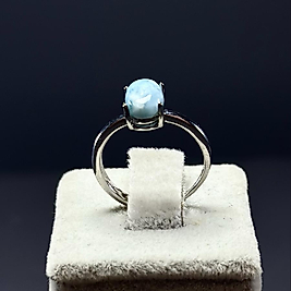 Larimar Taşlı Ayarlanabilir Çelik Yüzük