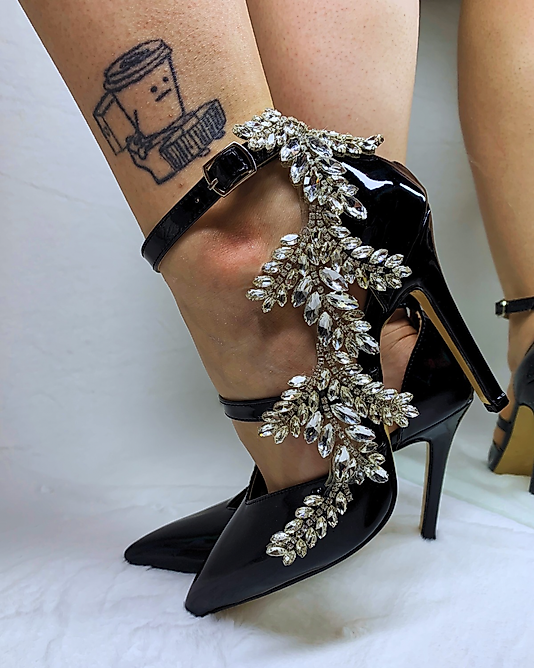 Scorpio-hot Tasarımlı Kristal Taş  11 cm Kırmızı Stiletto-SİYAH