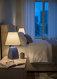 Dekoratif Kare Prizma Mavi Abajur AB054